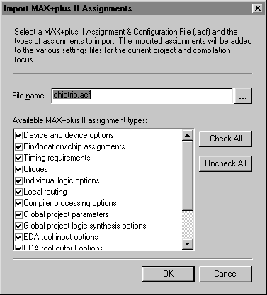 Import Assignments Dialog Box