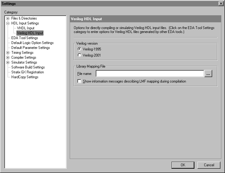 Verilog HDL Input Page